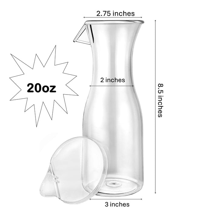 VeZee's Lillian Tablesettings 20 oz. Clear Acrylic Beverage Carafe with Lid – Perfect for Wine & Juice:2CT