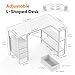DUMOS L Shaped Desk with Shelf Drawers 47 Inch, White Corner Computer Desks Gaming with Power Outlet, Study Table with Adjustable Shelves, Home Office Tables for Bedroom Teacher Reading Writing