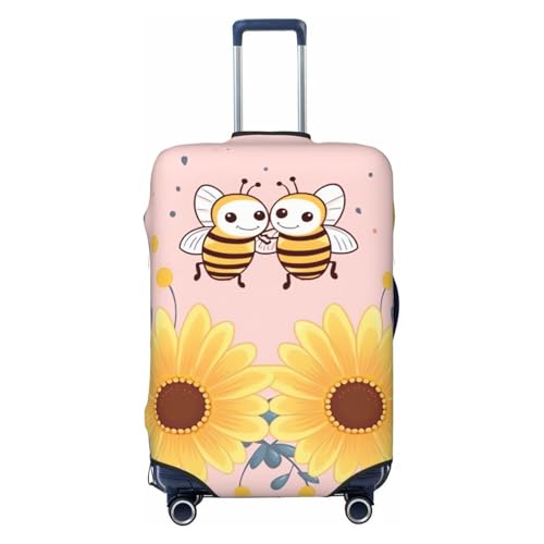 Travel Luggage Cover Cute bees and flowers Suitcase Protector Elastic Washable Stretch Suitcase Protector Anti-Scratch Travel Suitcase Cover Fit 18-32 Inch Luggage