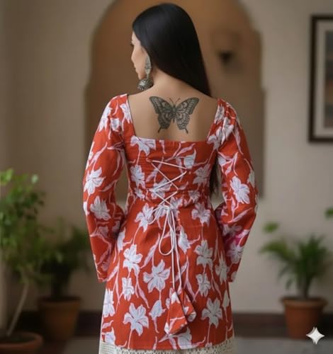 Image of Womens Pure Cotton Regular Floral Printed Top for Women