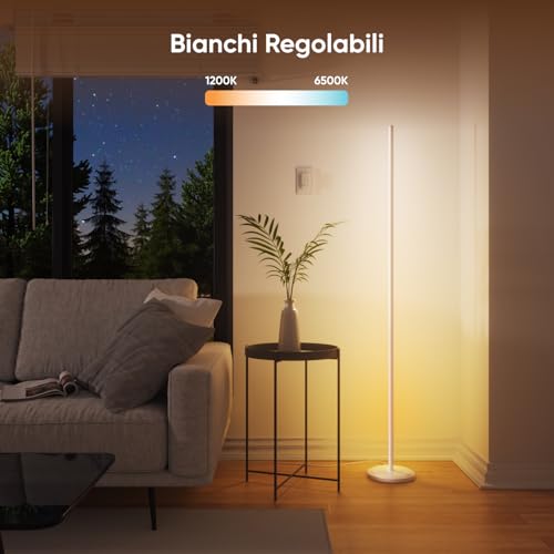 Lampada da Terra LED RGB Bianco, Piantana da Salotto Compatibile con Alexa e Matter, Sincronizzazione Musicale, 16 Milioni di Colori, 200+ Modalità Scena, per Soggiorno e Camera da Letto - Illuminazione - Immagine 4