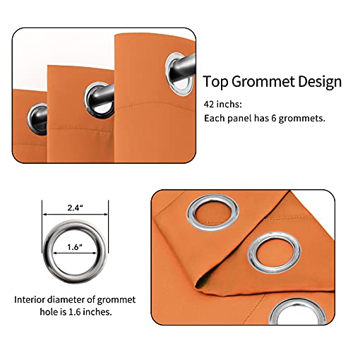 Image of Easy-Going Blackout Curtains for Bedroom, Solid Thermal Insulated Grommet and Noise Reduction Window Drapes, Room Darkening Curtains for Living Room, 2 Panels(42x63 in, Orange)