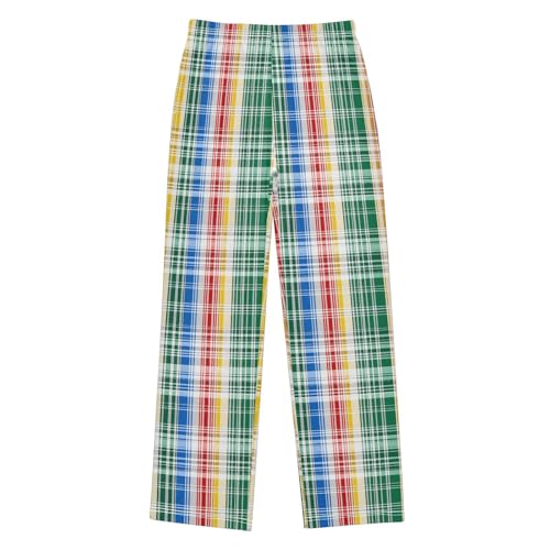 Rainbow Striped Plaid Pattern Pajama Pants Soft Sleep Bottoms Long Pjs S