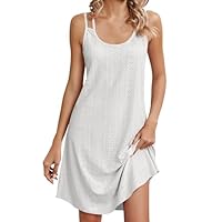 Robe Femme Chic et Elegant Mi Longue Robes Femmes d été Sexy avec Dos Nu Robes Débardeur Couleur Unie Robe de Plage ete Bretelles Décontractée Léger Respirant pour Fête Vacances Cadeau Femme