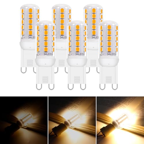 I-SHUNFA G9 Bombilla LED Regulable, 3000k Blanco Cálido AC:230V 3.2W Reemplazo 30w G9 Bombilla Halógena, G9 Lámparas LED Ahorro de Energía G9 Bombilla Pequeña (Paquete de 6)