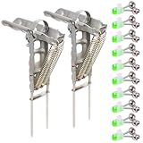 Cooltto 2 Pack Upgraded Automatic Spring Fishing Rod Holder for Ground with Bonus 10 Silver Fishing Rod Bells for Saltwater & Freshwater and Size of Fish