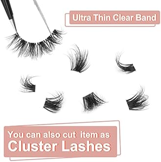 False Eyelashes Clear Band Faux Mink Lashes 18mm Long Dramatic Invisible Wispy Lashes Fake Eye Lashes Pack by Kiromiro