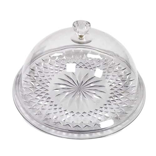 AlluraPet Bandeja para Tartas Redonda con Tapa Transparente, Plato de Servir a Prueba de Polvo para Aperitivos, Comida, Meriendas y Fiestas- Sin Soporte