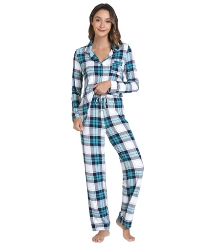 Image of WiWi Viscose from Bamboo Women's Pajamas Set Super Soft Button Down Top and Pants Sleepwear Cooling Pjs S-3X
