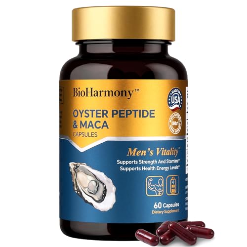 BioHarmony Maca Root & Oyster Peptide Oyster Extract for Men with L-Citrulline Selenium Yam Extract & Zinc Supports Energy Stamina & Vitality 60 Capsules