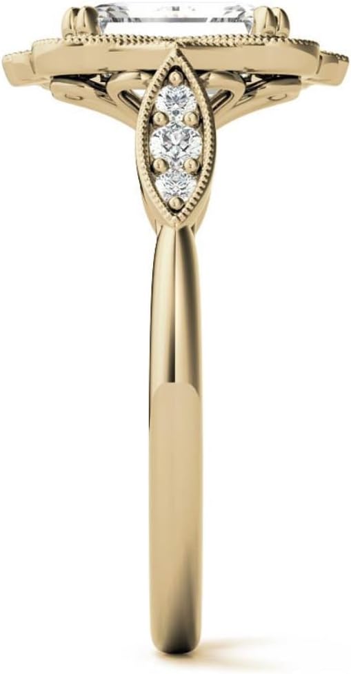 2-4 CT Moissanite Engagement Ring for Women | Wedding Bridal Ring for Her Antique Vintage Style Halo | 925 Sterling Silver, 10K/14K/18K Solid Gold | Anniversary Promise Gifts