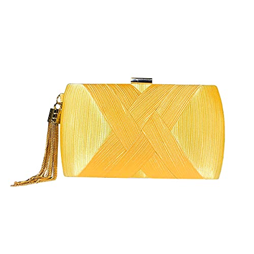 zebrum Bolsa de mão feminina para noite, bolsa de mão de designer, bolsa de mão para festa de casamento, Borla elegante - amarelo