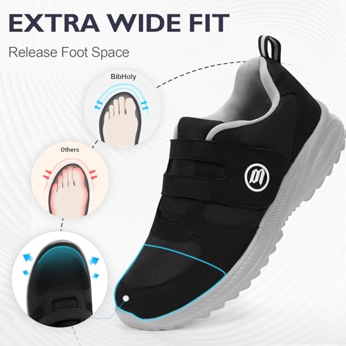 Image of Diabetic Shoes for Women Men Extra Wide Shoes for Swollen Feet Adjustable Orthopedic Shoe Non Silp Neuropathy Walking Shoe for Elderly Foot Grey