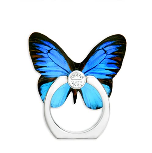 Image of Velvet Caviar Cell Phone Ring Holder - Finger Ring & Stand - Improves Phone Grip Compatible with iPhone, Galaxy, Most Smartphones (Blue Butterfly)