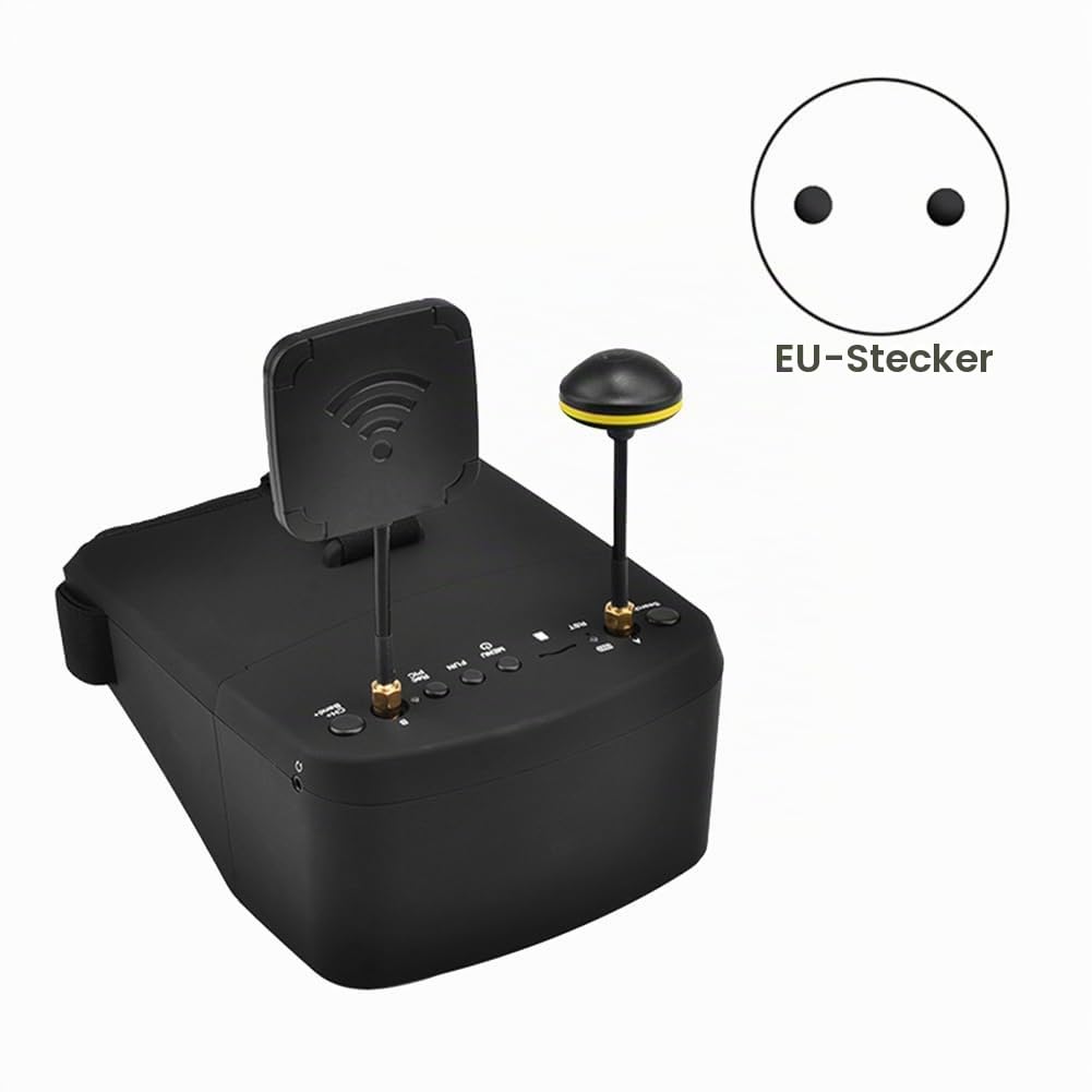800D FPV-Brille 5,8 G 40 Kanäle 5 854 X 480 DVR-Aufnahme/Speicherung Doppelantennen 2000 MAh für RC-Renndrohne EU Stecker