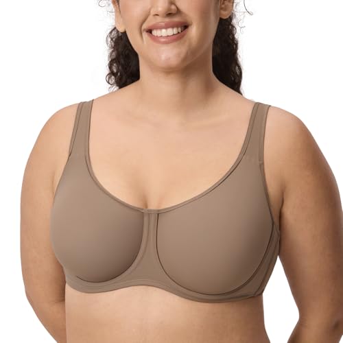Image of DELIMIRA Women's Confishape Full Coverage Bras | Outside Underwire, No Padding Unlined, Full Coverage, Plus Size, Supportive, Tshirt Bra