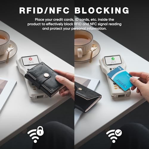 Small Wallet for Women, Trifold Leather Cute Womens Wallet with ID Window, RFID Blocking Security Ladies Wallet, Ultra Slim Compact Card Holder, Stylish Thin Women's Wallet, Black4