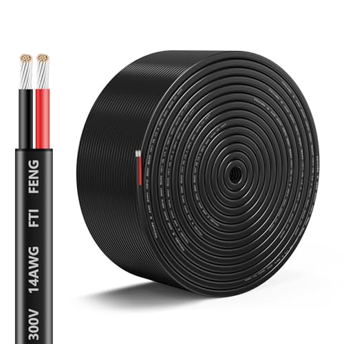 14 Gauge Wire 2 Conductor Electrical Wire, 14 AWG Wire Stranded PVC Cord, 12V Low Voltage/Oxygen-Free Tinned Copper/Flexible 14/2 Wiring for Automotive Marine LED Strips Lamps Lighting (100FT/ 30M) by Oududianzi - Used condition - US$58.89