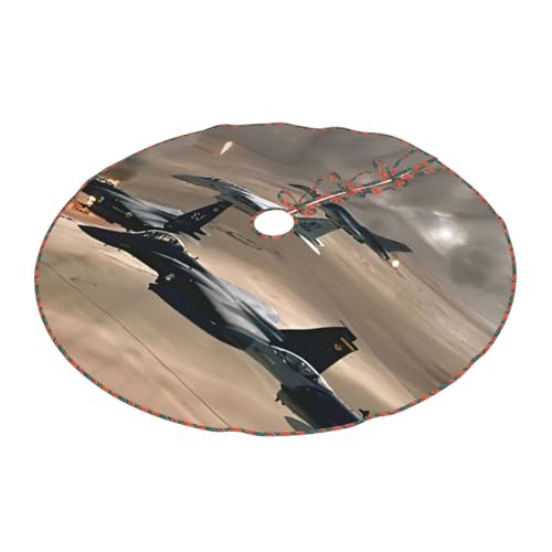 Jupe de sapin de Noël Jet Fighter tapis rustique fête classique