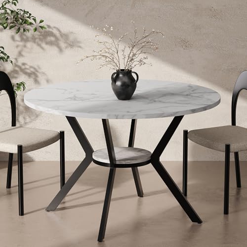 42" Round Dining Table for 2-4, Modern Kitchen Table with