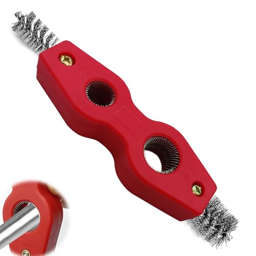 4 in 1 Car Battery Terminal Cleaning Brush Anti-Rust Auto Battery Cleaner Brush Tool Universal for Automotive and Marine for Plumbing Installation Soldering Brazing Car Accessories (Red)