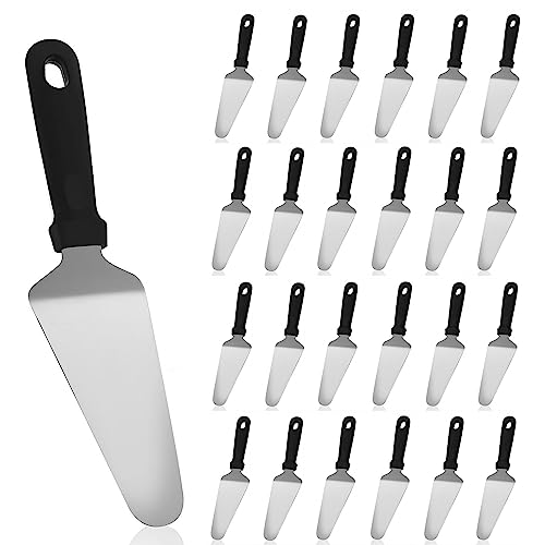 RHBLME 25 Pack Pizza Spatula, Pie Server Pie Cutter Cake Cutter, Stainless Steel Cake Serving Spatula Non Slip Easy to Grip Baking Triangular Spade Plastic Handle Shovel
