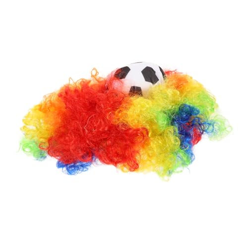 WESIEVYA アフロウィッグ 年代風 パーティー用 コスプレ サッカー テーマ お祭り 仮面舞踏会 休日イベント 魅力的なけ毛 ヘッドドレス 再利用可能 柔らか素材 快適設計