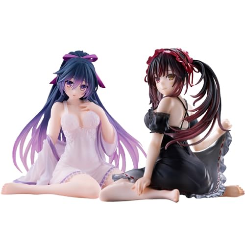 MABAIUDE 2pcs Yatogami Tenka Figure Tokisaki Kurumi Statue, 1/7 Scale Sitting Pose Anime Figure Model Handmade Collectible Desktop Decoration Gifts