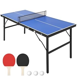 GAOMON Foldable and Portable Table Tennis Table Indoor and Outdoor Ping Pong Table Table Tennis Table with 2 Table Tennis Paddles and 3 Balls 5 Minute Assembly 60 x 26 x 275 Inch