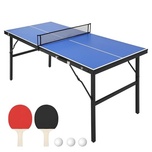 GAOMON Foldable and Portable Table Tennis Table, Indoor and Outdoor Ping Pong Table, Table Tennis Table with 2 Table Tennis Paddles and 3 Balls, 5 Minute Assembly, 60 x 26 x 27.5 Inch