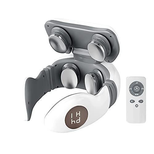 LHFD Masajeador Cervical 4D, Masajeador Cervical y Espalda de Pulso Eléctrico con Calor para Aliviar el Dolor, 4 Modos y 9 Niveles con Recordatorio de Voz y Control Remoto Cover