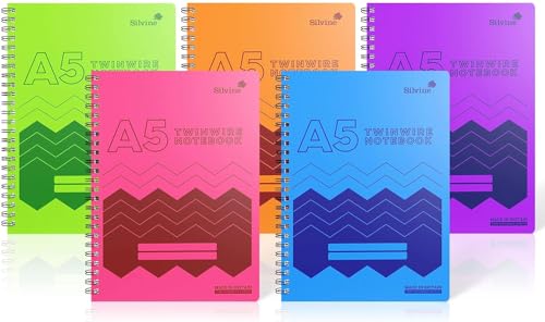 Silvine 160 Page A5 Wirebound Notebooks with Durable Wipe Clean Covers [Assorted Pack of 10]