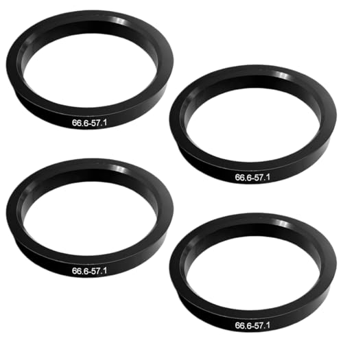 DULZEN 4 Piezas Anillos Centradores 66.6 a 57.1 Anillo Centrador Llanta de Plástico Negro Adaptador para Llantas Bujes Anillos de Centrado Universales Compatibles con Diferentes Modelos de Coche
