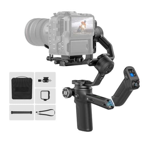 FeiyuTech SCORP 3 Gimbal Stabilizer, 3-Axis Camera Stabilizer for DSLR & Mirrorless, 7.72lb Payload, AI Tracking & Light, Detachable Handle for Low-Angle, Native Vertical for Sony A7SIII, Canon, Nikon