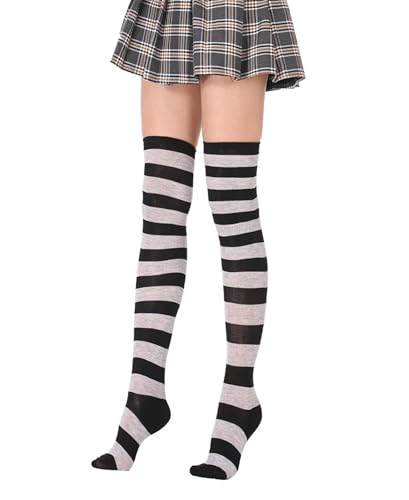 Image of Womens Thigh High Socks Athletic Stripe Cute Colorful Over the Knee High Sock Colorful Long Tube Sock
