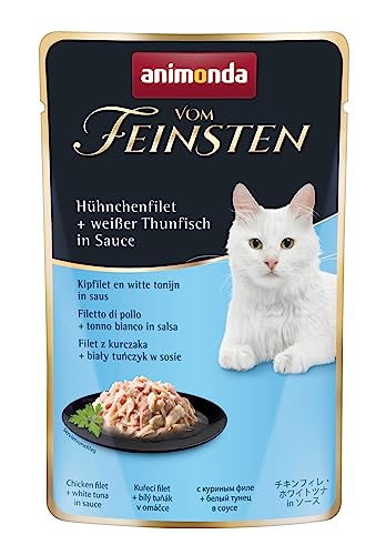 animonda vom Feinsten Katzenfutter nass mit Hühnchenfilet + weißem Thunfisch (18 x 50g), getreidefreies Katzenfutter nass ohne Zucker, mit frischen, fleischigen Zutaten