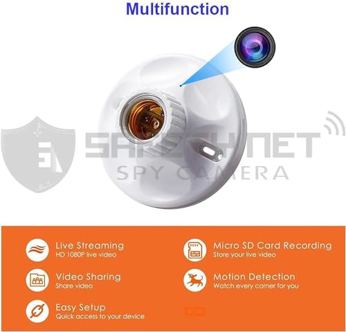 Image of SAFETYNET 1080P Full HD WiFi Security Camera | 24 /7 Continuous Power | iWFCam App Live View | Motion Detection | Loop Recording | Mobile & PC Monitoring (LAMP Holder)
