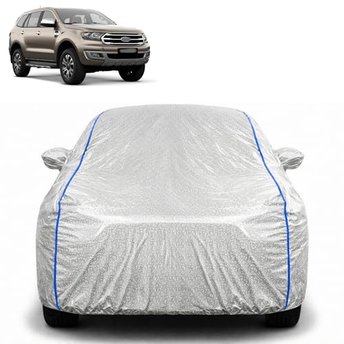 Image of Waterproof Car Cover for Ford Endeavour | All Weather Protection | UV Resistant & Dustproof | Soft Cotton Lining to Prevent Scratches | Triple Stitched with Mirror Pockets & Elastic Hem