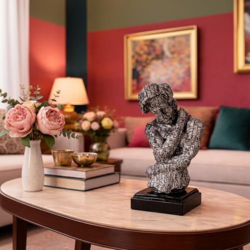 Image of Xtore Contemplative Classical Thinker Sculpture for Living Room, Study & Office Decor -Pack of 1, Grey