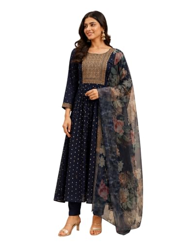 Image of Women's Chanderi Kurta with Legging and Dupatta | Modern & Traditional Blend Ethnic Wear Set | Festive & Casual Summer Kurti with Pants for Party Office & Ethnic Occasions