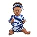 AJFZZV 23 pouces/58 cm Silicone Vinyle Reborn Baby Dolls avec Court Cheveux Bruns Réaliste Toddler Black Girl Doll (Corps en Silicone) Elegant