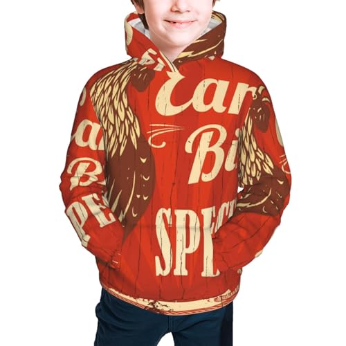 Rooster Crowing In The Farm Kids Pullover Hoodies Boys Sweatshirts Girls Athletic Clothes with Pocket2