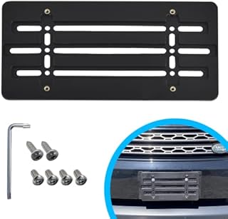 Front Bumper License Plate Bracket for Land Rover Range Rover 2000-2023, Plate Holder Set w 6 Unique Screw Bolts & Wrench Kit, License Tag Mounting Kit, Quality Plate Holders, Car Accessories