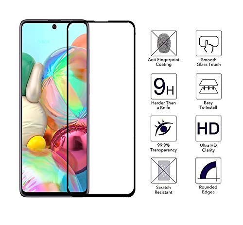 Image of Screen Protector for Samsung Galaxy A71 / A80 / A81 / A90 (Black) Tempered Glass Edge-to-Edge 6D Screen Guard With Installation Kit