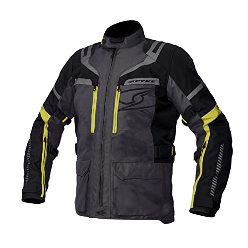 SPYKE Giacca Moto Tessuto MERIDIAN Dry Tecno Grigio Nero Giallo Fluo (48)