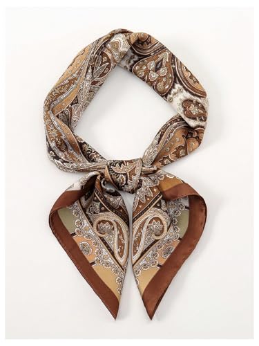 Floerns Women's Square Neck Scarf Silk Headband Scarves Paisley Hair Bandana2