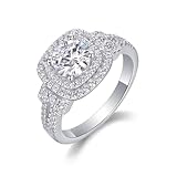 Moissanite Eternity, anillo Promise para mujer con moissanite redondo de 1 ct, oro blanco de 9 K/14 K/18 K, oro blanco y plata Pt950, 20, Oro blanco de 18 quilates (750), Moissanita