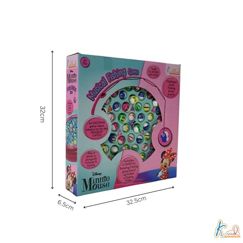 Image of Minnie Musical Fishing Game - Electronic Rotating Board with 45 Fishes & 4 Poles, Ocean Theme Battery Operated Toy, Educational Pink Fishing Game|Birthday Gift for Kids & Toddlers, Ages 3+