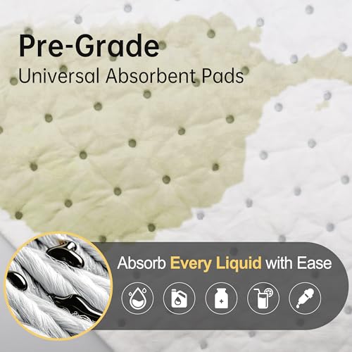Image of AAwipes Oil Only Absorbent Pads Mat 15 inch X 18 inch 6 Packs Pre-Grade 3MM Thicker More Absorption for Garage, Car, Truck, Motorcycle - White OW1518-6S
