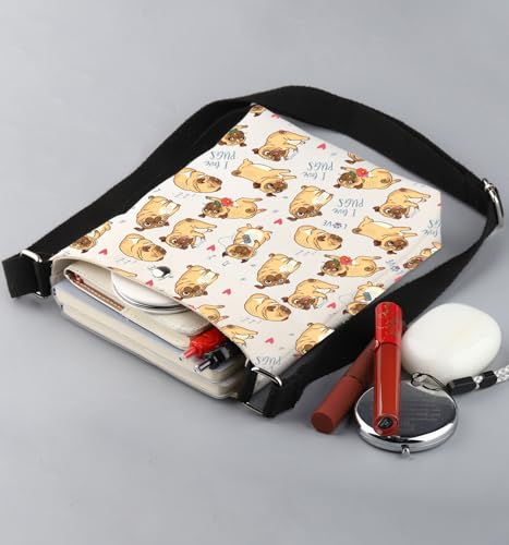 Pug Dog Crossbody Bag Pug Gift for Pug Lovers I Love Pugs Shoulder Bag Pug Owner Gift Pug Mom Gift Cute Pug Crossbody Purse4
